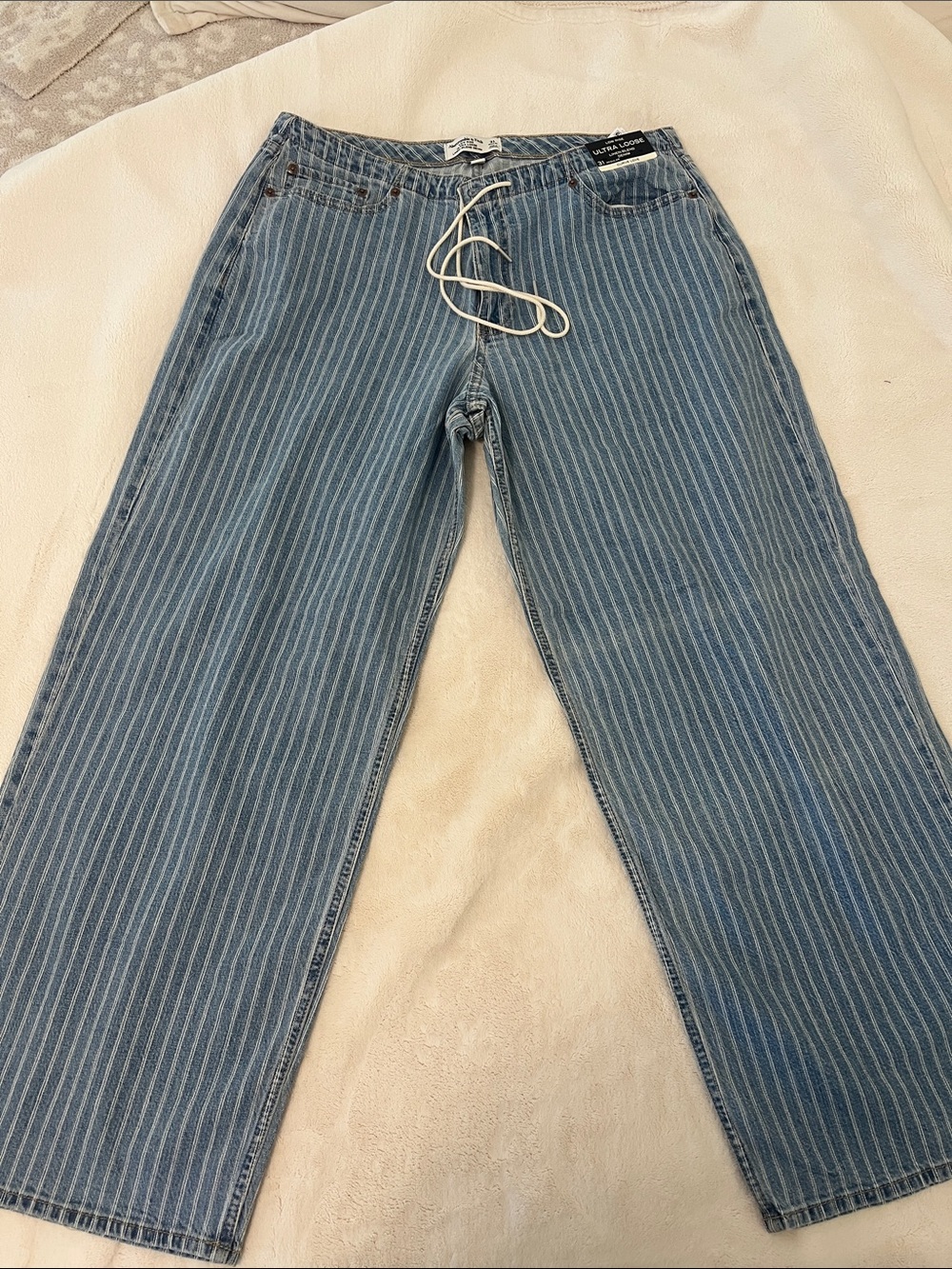 Abercrombie low rise ultra loose linen-blend denim curve love
